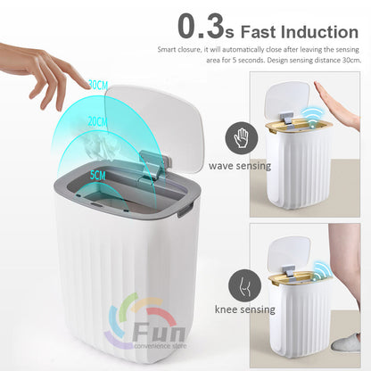 Smart Motion Sensor Trash Can with Lid – Touchless Automatic Dustbin