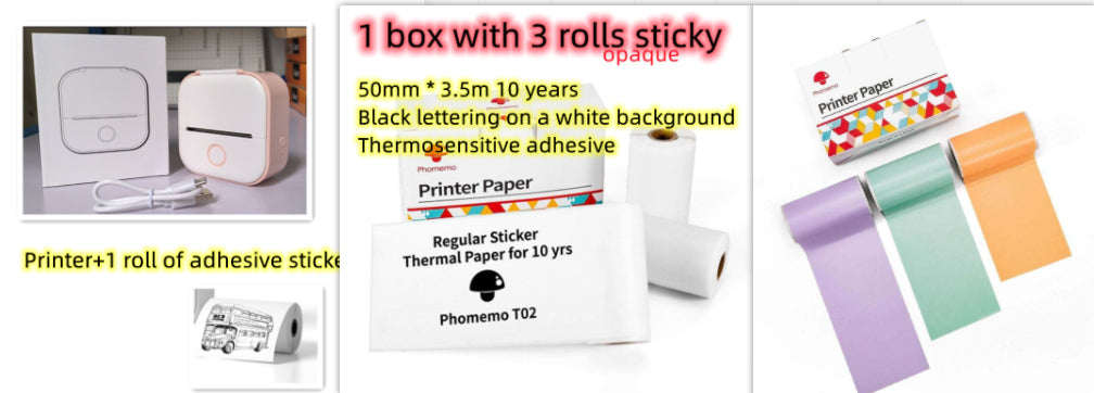 Portable Mini Thermal Printer | Inkless Bluetooth Pocket Printer for Notes & Labels