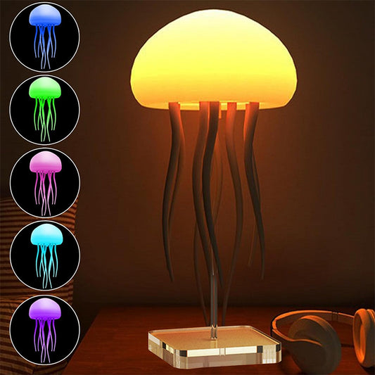LED Jellyfish Mood Lamp – Smart USB Night Light with Floating Jellyfish Effect, Portable Ambient Table Lamp for Bedroom, Bedside & Desk Decor