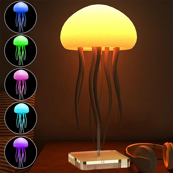LED Jellyfish Mood Lamp – Smart USB Night Light with Floating Jellyfish Effect, Portable Ambient Table Lamp for Bedroom, Bedside & Desk Decor