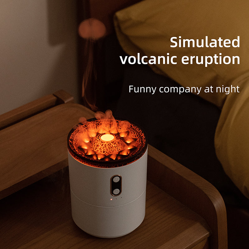 Volcanic Flame Aroma Diffuser USB Portable Jellyfish Humidifier with LED Night Light & Essential Oil Fragrance