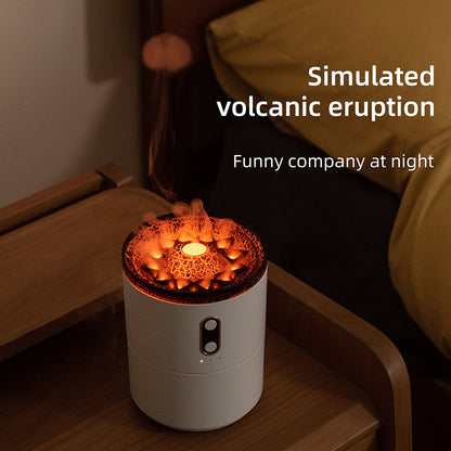 Volcanic Flame Aroma Diffuser USB Portable Jellyfish Humidifier with LED Night Light & Essential Oil Fragrance