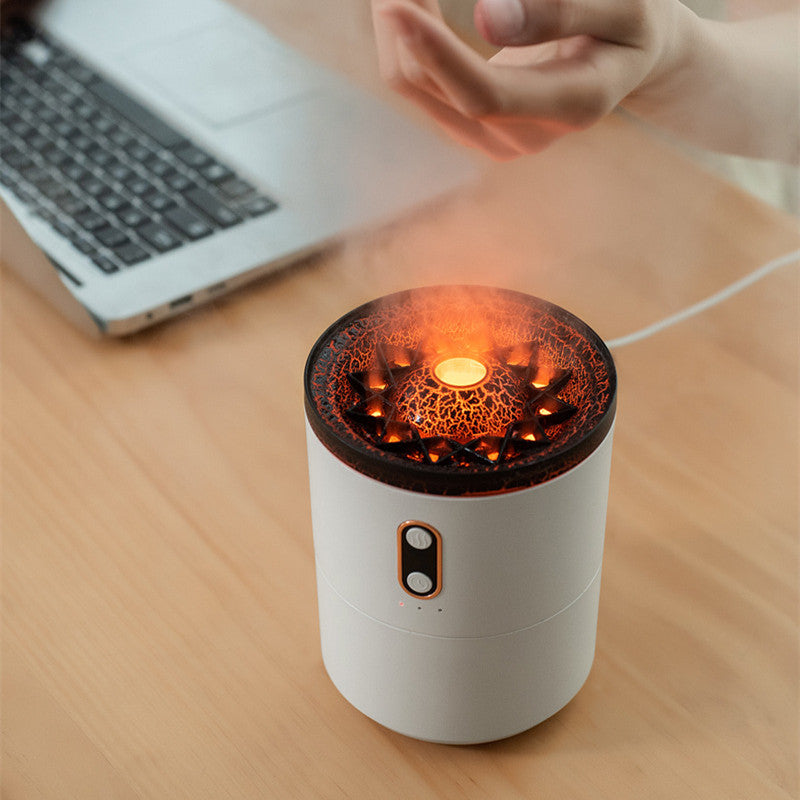 Volcanic Flame Aroma Diffuser USB Portable Jellyfish Humidifier with LED Night Light & Essential Oil Fragrance