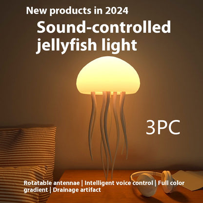 LED Jellyfish Mood Lamp – Smart USB Night Light with Floating Jellyfish Effect, Portable Ambient Table Lamp for Bedroom, Bedside & Desk Decor