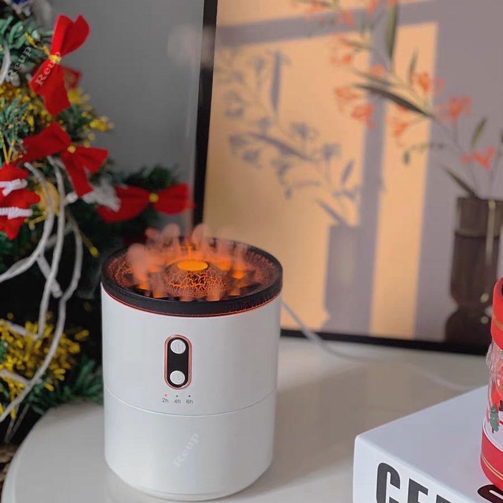 Volcanic Flame Aroma Diffuser USB Portable Jellyfish Humidifier with LED Night Light & Essential Oil Fragrance