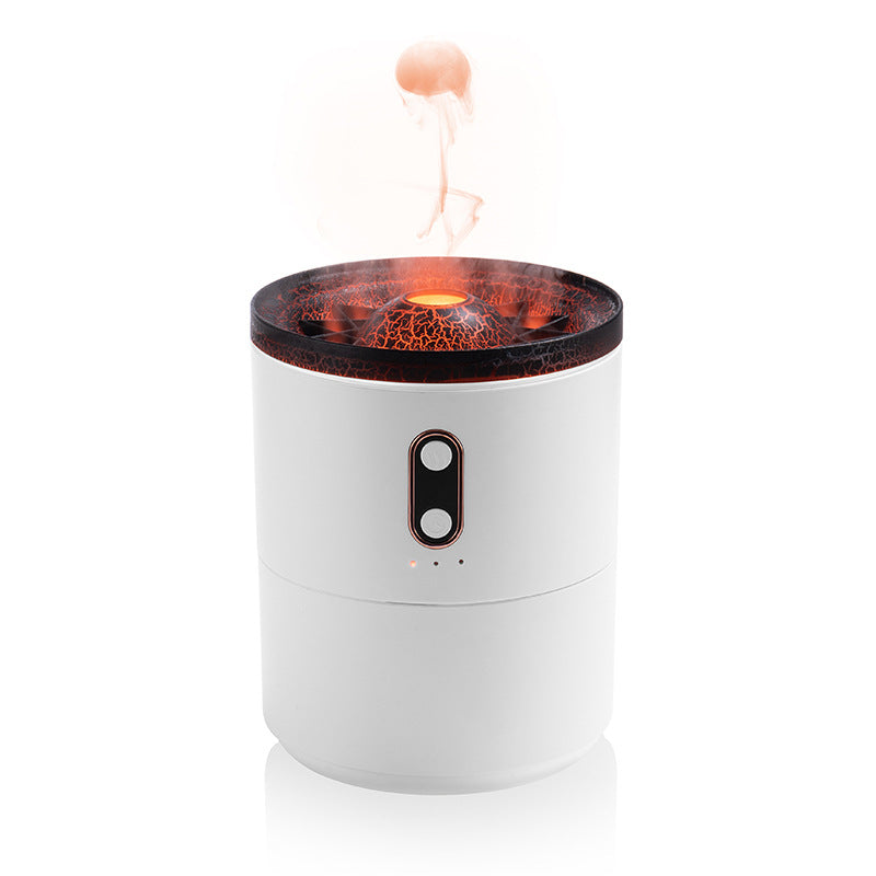 Volcanic Flame Aroma Diffuser USB Portable Jellyfish Humidifier with LED Night Light & Essential Oil Fragrance