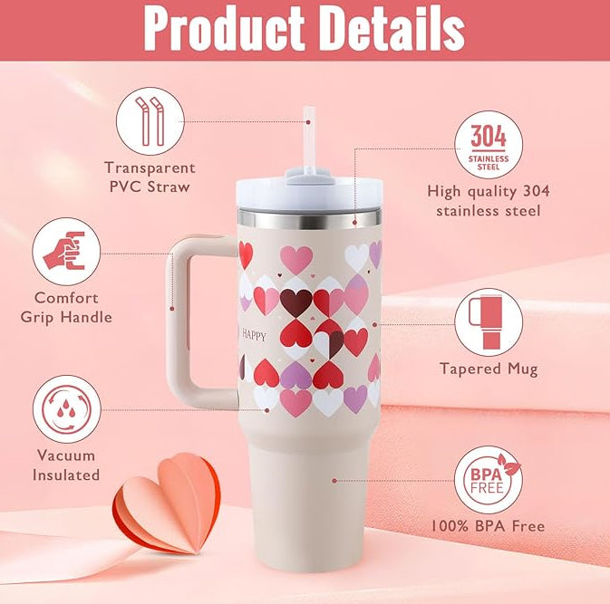 Large 40oz Thermal Tumbler with Straw & Lid – Double Wall Vacuum Insulated